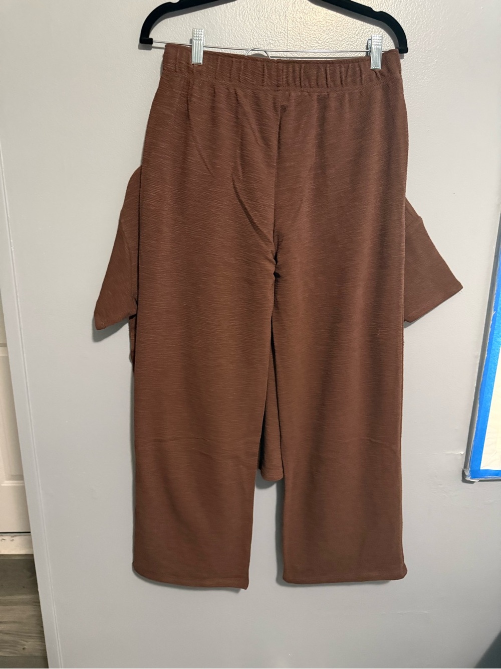 Zenana Wide-Leg Lounge Pant Set - Brown - Picture 4 of 4